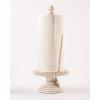 Mud Pie 47100002 Farmhouse Washed Beaded Wood Pedestal Paper Towel Holder, 16″ x 6″ Dia, White, Grey(White  Grey)