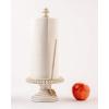 Mud Pie 47100002 Farmhouse Washed Beaded Wood Pedestal Paper Towel Holder, 16″ x 6″ Dia, White, Grey(White  Grey)