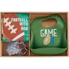 Mud Pie Baby Football With My Dad Gift Box Set | Includes Silicone Bib, Plush Book and Football Rattle Toe Socks