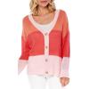 Mud Pie Barker Women’s Button Down Cardigan, Coral, Small/Medium
