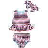 Mud Pie Girls Reversible Swimsuit & Headband Set(Blue)