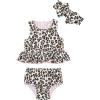 Mud Pie Girls Reversible Swimsuit & Headband Set(Leopard)