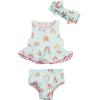 Mud Pie Girls Reversible Swimsuit & Headband Set(Rainbow)