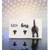 Mud Pie HIS, HERS & PUP WALL HOOK, White, Brown, 2.00″ x 11.00″