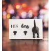 Mud Pie HIS, HERS & PUP WALL HOOK, White, Brown, 2.00″ x 11.00″