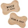 Mud Pie Jute Dog Bowl Mat, Woof(Dine Dash)