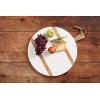 Mud Pie Large Round White/Natural Brown Wood Serving Paddle Board 25 1/5″ x 20″