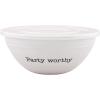 Mud Pie Melamine Bowl with Lid Set, White, 4.25″ x 8.25″ dia