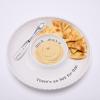 Mud Pie Melamine Tray and Dip Set, White, 9.5″ dia | spreader 6″