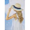 Mud Pie Men’s Women’s Striped Straw Fedora Hat(Blue)