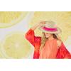 Mud Pie Men’s Women’s Striped Straw Fedora Hat(Pink)