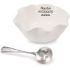 Mud Pie Salsa Ceramic Dip Cup Set, Nacho, White & Silver