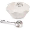 Mud Pie Salsa Ceramic Dip Cup Set, Nacho, White & Silver