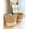 Mud Pie Scalloped Edge Jute Basket, Small 10″ x 10″ Dia | Large 12″ x 12″ Dia