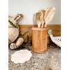 Mud Pie Scalloped Spoon Rest and Wooden Spoon Set, White, 5″ dia,