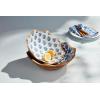 Mud Pie Small 4″ x 12″ Large 4 1/2″ x 14″ Dia Block Print Enamel Bowl Set, Blue