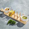 Mud Pie Taco Stand and Dip Cup Set, Brown/White, 4″ x 19 3/4″