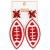 Mud Pie Women’s Gameday Beaded Earrings, 2.75″ x 1.25″ Red