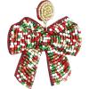 Mud Pie Women’s Holiday Beaded Earrings, Bow, One Size