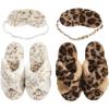 Mud Pie Women’s Leopard Fuzzy Slipper and Eyemask Set(Tan)