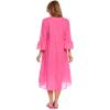 Mud Pie Womens Portland Midi Dress with 3/4 Sleeves(Pink)