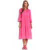Mud Pie Womens Portland Midi Dress with 3/4 Sleeves(Pink)