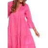 Mud Pie Womens Portland Midi Dress with 3/4 Sleeves(Pink)