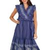 Mud Pie Women’s Radford Embroidered Midi(Blue)