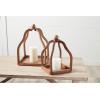 Mud Pie Wood Beaded Lantern Set, Distressed White WASH(Brown Beaded)