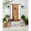 Mud Pie Wood Beaded Lantern Set, Distressed White WASH(Brown/Natural)