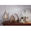 Mud Pie Wood Beaded Lantern Set, Distressed White WASH(Brown/Natural)
