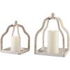 Mud Pie Wood Beaded Lantern Set, Distressed White WASH(Distressed White Wash)
