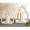 Mud Pie Wood Beaded Lantern Set, Distressed White WASH(Distressed White Wash)