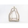 Mud Pie Wood Beaded Lantern Set, Distressed White WASH(Distressed White Wash)
