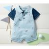 Mud Pie baby-boys Golf Pique Schiffly Romper(Blue)