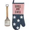 Mud Pie 15″ x 7″ | spatula 12″ Denim Grill Mitt Set, Blue
