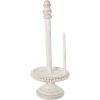 Mud Pie 47100002 Farmhouse Washed Beaded Wood Pedestal Paper Towel Holder, 16″ x 6″ Dia, White, Grey(White  Grey)