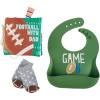 Mud Pie Baby Football With My Dad Gift Box Set | Includes Silicone Bib, Plush Book and Football Rattle Toe Socks