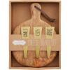 Mud Pie Bistro Boxed Cheese Set, board 8″ x 6″ | marker 4″, Brown