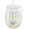 Mud Pie CONFETTI WINE GLASS SET(Blue)