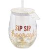 Mud Pie CONFETTI WINE GLASS SET(Pink)