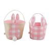 Mud Pie Check Bunny Basket, Girl, 7 1/2″ x 8 1/2″