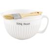 Mud Pie Circa BBQ Pitcher Sauce Set, White, bowl 4″ x 8″ dia | brush 6 1/2″