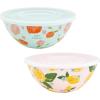 Mud Pie Fruit Bowl With Lid Set, Small 3″ X 7 1/4″ Dia | Large 3 3/4″ X 8 1/2″ Dia, Blue(Blue)