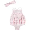Mud Pie Girls Baby One Piece Swimsuit and Headband Set(Gingham)