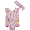 Mud Pie Girls Baby One Piece Swimsuit and Headband Set(Ice Cream)