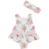 Mud Pie Girls Baby One Piece Swimsuit and Headband Set(Rose)
