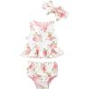 Mud Pie Girls Reversible Swimsuit & Headband Set(Pink)