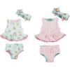 Mud Pie Girls Reversible Swimsuit & Headband Set(Rainbow)