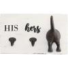 Mud Pie HIS, HERS & PUP WALL HOOK, White, Brown, 2.00″ x 11.00″